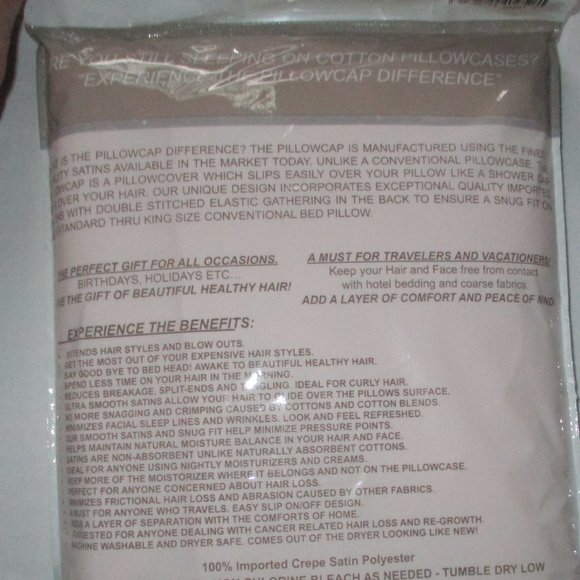 Satin Pillowcase Pillowcap Pillow Cover One Size Fits All Gray NIP - Picture 6 of 8